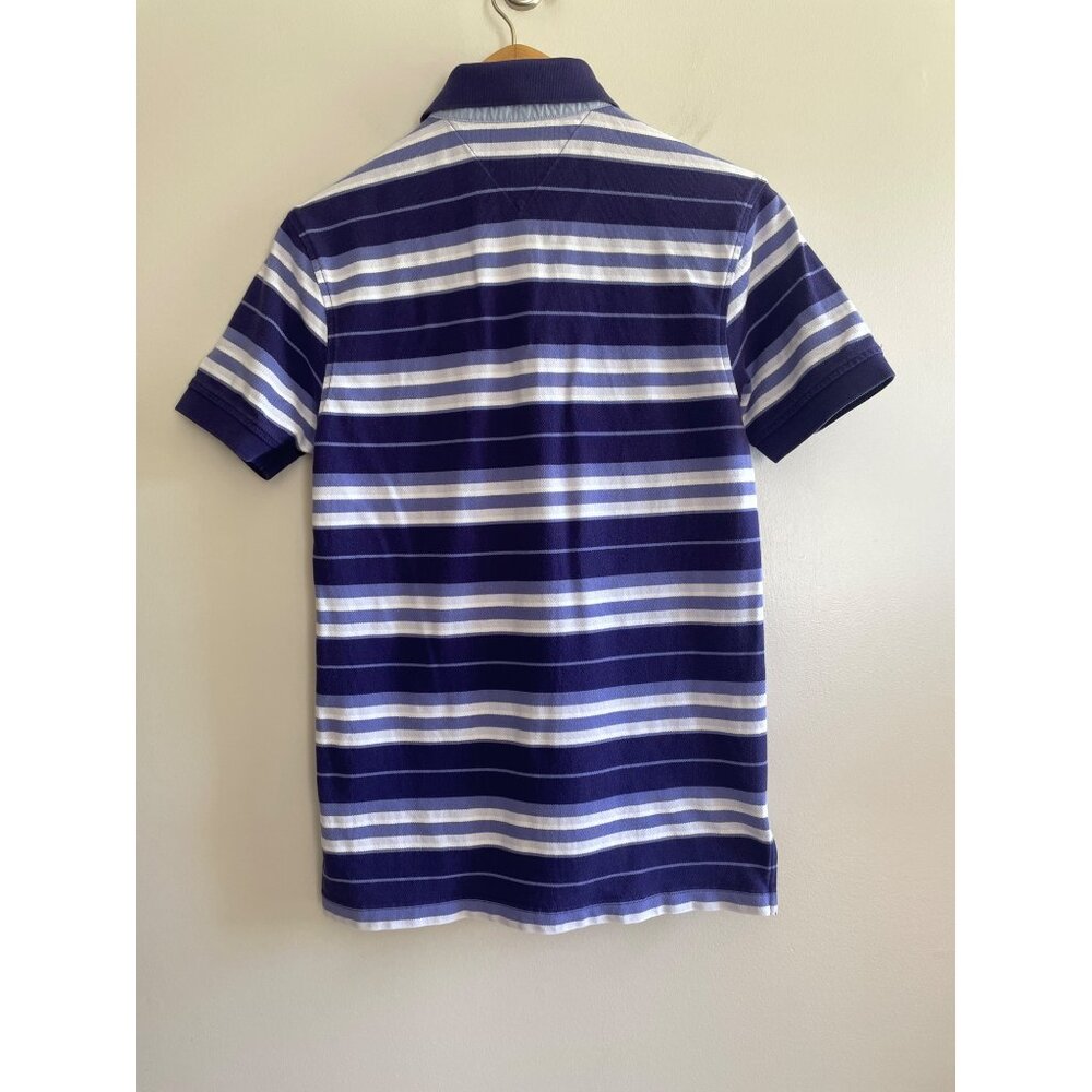 Tommy Hilfiger Polo Shirt Mens S Purple Stripe Shirt Sleeve 90s Preppy - Picture 4 of 7